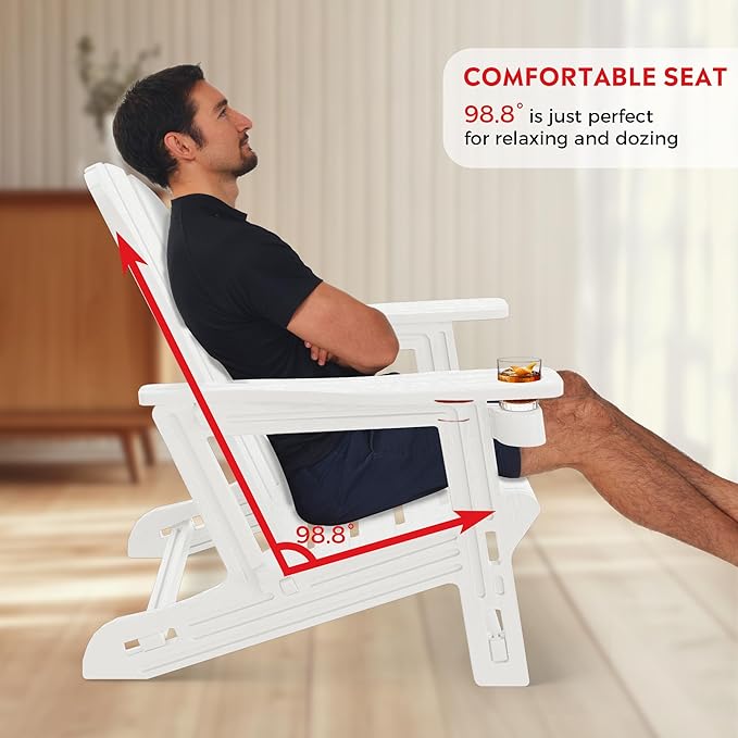 Costaelm Cayman 2-Piece HDPE Plastic Adirondack Patio Chair Set with 18" Side Table, White