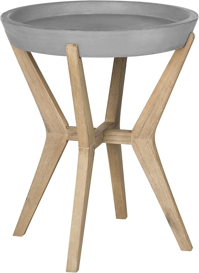 Safavieh Outdoor Collection Celeste Modern Concrete Round 21.2-inch End Table