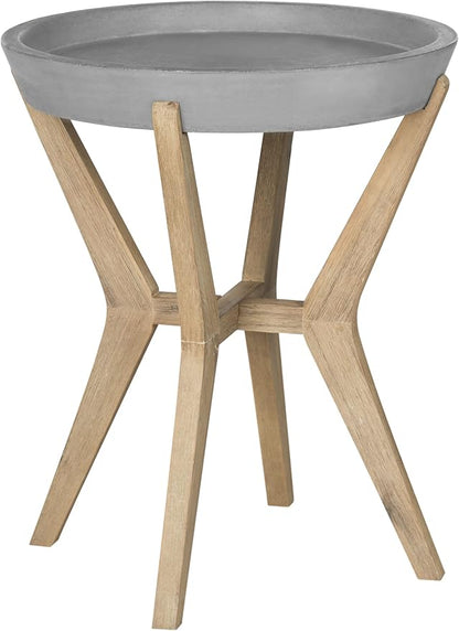 Safavieh Outdoor Collection Celeste Modern Concrete Round 21.2-inch End Table