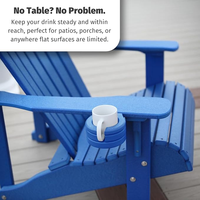 LuxCraft Adirondack Chair Cup Holder Attachment for Outdoor Lounge Furniture, Stationary Drink Holder for Swings, Gliders, Bench, Deck or Camping Chair - Amish Made in America (Aruba Blue)