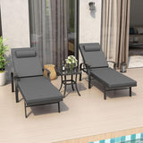 ALAULM Aluminum Pool Lounge Chair Set 3 Pieces - Photo 1