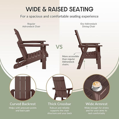 WestinTrends Ashore Outdoor Patio HDPE Plastic Modern Adirondack Dining Chair Dark Brown