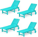 Outdoor Chaise Lounge Chairs Set of 4, 26.8” Super Wide Lounge Chair Outdoor, HDPS Pool Chairs with 5 Positions - Photo 1