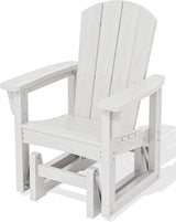 SERWALL Outdoor Glider Chair, HDPE Patio Glider Rocker All-Weather Porch Glider for Outside, White - Photo 1