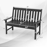 Giantex Outdoor Bench, 52-Inch Outside Bench All-Weather HDPE Park Bench with Backrest and Armrests - Photo 3
