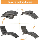 JOIVI Patio Chaise Lounge, Outdoor Lounge Chair, PE Rattan Folding Chaise Lounger with Removable Dark Gray Cushion - Photo 6