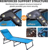 Patio Lounge Chair Folding Chaise Bed - Heavy-Duty 400lb Capacity Portable Adjustable Recliner w/Pillow for Pool - Photo 5