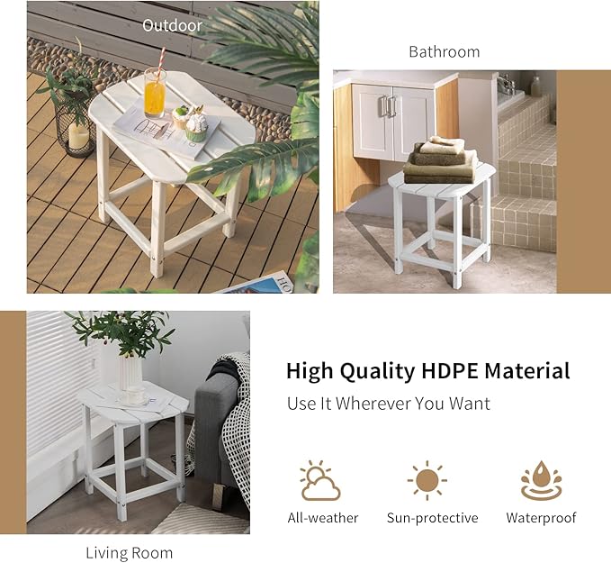 Giantex Side Table Outdoor Small Patio Table 18” Adirondack Table, Weather Resistant End Tables - Photo 3