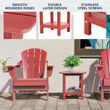 nalone Adirondack Side Table 16.5" Outdoor Side Table HDPE Plastic Double Adirondack End Table Small Table for Patio - Photo 4