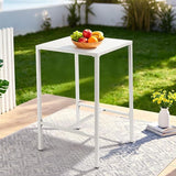 VINGLI 27 Inch Outdoor Bar Table, All-Weather Aluminum Patio Balcony Pub Table for Pool, Blacony, Yard (White) - Photo 7