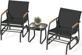 YITAHOME 3 Piece Patio Furniture Set, Outdoor Glider Chair Bistro Set, Coffee Table with Tempered Glass Tabletop - Photo 1