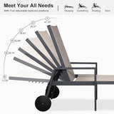PURPLE LEAF Patio Chaise Lounge Set for 4 Outdoor Pool Lounge Chairs with Armrest and Adjustable Backrest Aluminum - Photo 7