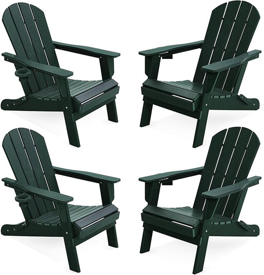 LOUNZY Folding Adirondack Chair Set of 4, Green