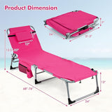 Tangkula Tanning Chair, Outdoor Folding Beach Lounge Chair with Face Hole, Adjustable Footrest, Removable Pillow - Photo 2
