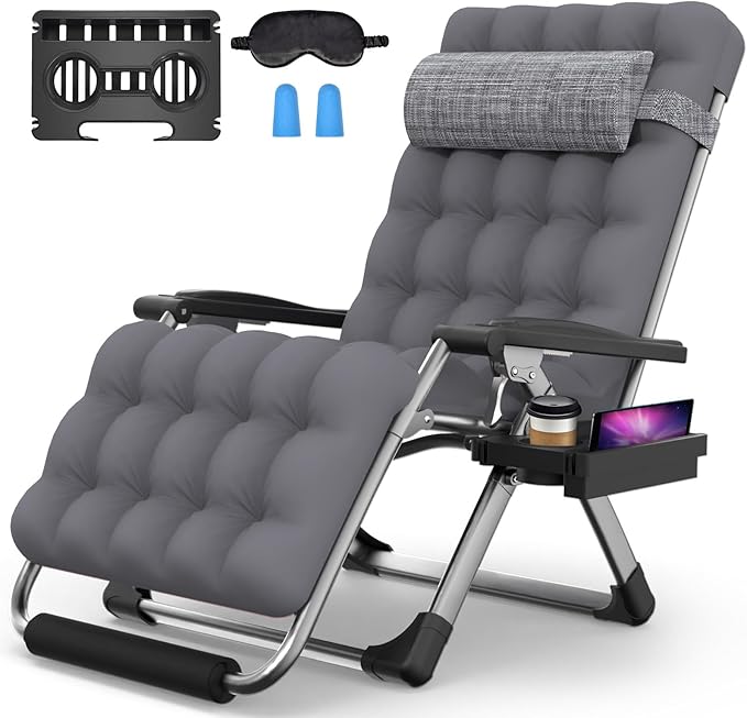 Suteck Oversized Zero Gravity Chair, 33In XXL Lounge Chair w/Removable Cushion&Headrest - Photo 1