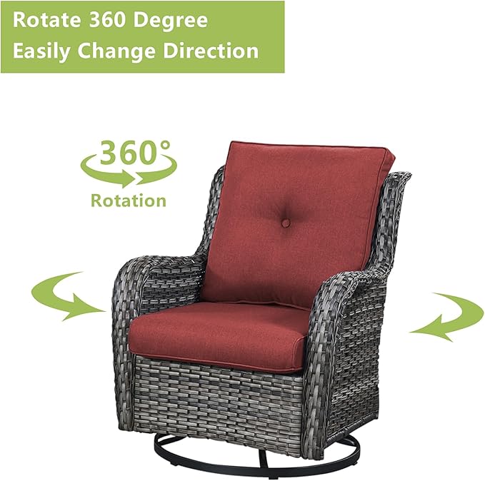 Rilyson Patio Chairs Rocking Swivel Chiar - 3 Piece Outdoor Wicker Patio Bistro Set Rattan Rocker Glider Chairs with - Photo 5