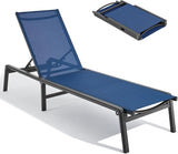 Aluminum Chaise Lounge Chair Outdoor, Foldable & Assembly Free Outdoor Lounge Chair with 5 Position Adjustable Backrest - Photo 1