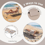 Goplus Tanning Chair with Face Arm Holes, Portable Sunbathing Chair w/4-Level Backrest, Head Pillow - Photo 7