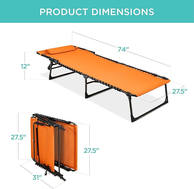 Best Choice Products Patio Chaise Lounge Chair, Portable Outdoor Folding Recliner for Lawn, w/ 8 Positions, Handles - Photo 2