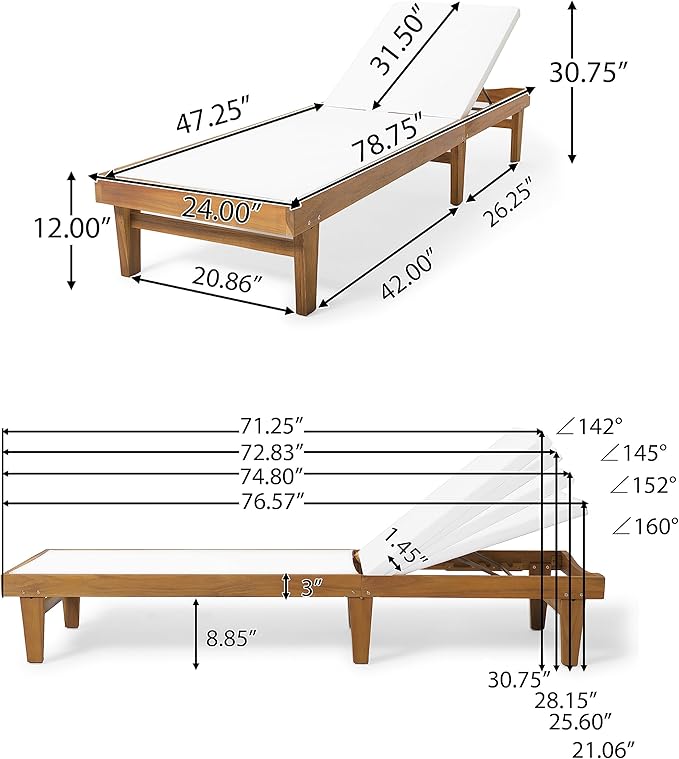 Christopher Knight Home Summerland Outdoor Mesh Chaise Lounge with Acacia Wood Frame, Teak Finish / White Mesh