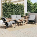 5 Piece Balcony Furniture Set Black Powder-Coated Steel Comfy Seating Stylish Touch for Outdoor Patio - Photo 1
