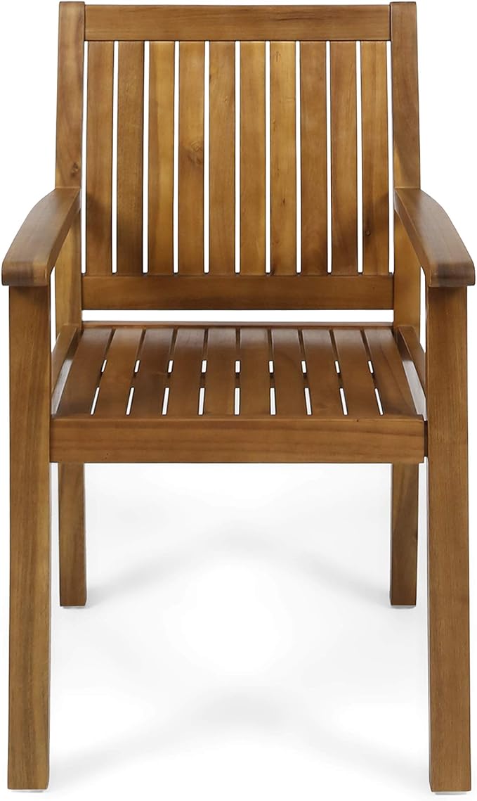Christopher Knight Home Teague Outdoor Acacia Wood Dining Chairs (Set of 2), Teak Finish
