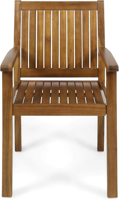 Christopher Knight Home Teague Outdoor Acacia Wood Dining Chairs (Set of 2), Teak Finish
