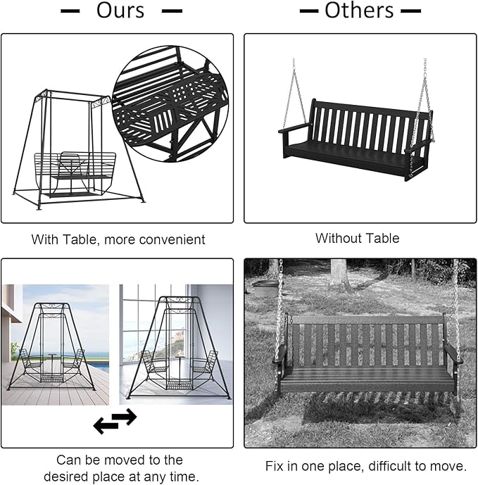 kinbor 4-Seat Patio Swing Chair - Patio Swing Chair with Stand - Photo 9