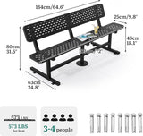 YITAHOME 6ft Carbon Steel Park Bench with Back, Thermoplastic Coated Metal Outdoor Seating - Photo 8