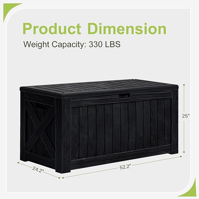 Greesum 120 Gallon Deck Box, Resin Outdoor Storage Container for Patio Furniture, Garden Tools, Pool Accessories - Photo 6