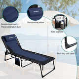 Outdoor Folding Lounge Chair Padded for Adults 264Ibs Patio Chaise Lounge Chair for Outside Adjustable 5-Position - Photo 5