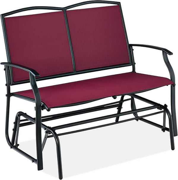 Best Choice Products 2-Person Outdoor Patio Swing Glider Steel Bench Loveseat Rocker for Deck, Porch w/Textilene Fabric - Photo 1