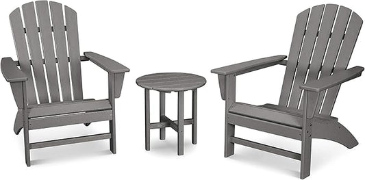 POLYWOOD Nautical 3-Piece Adirondack Chair Set