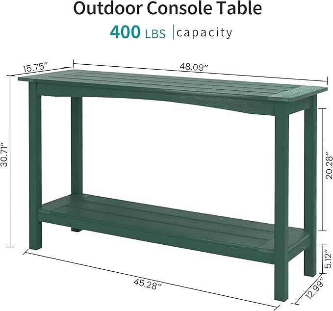 Outdoor Console Table, All-Weather 2-Tier Patio Console Table, Outside Plant Stand Table, Low Maintenance - Photo 3