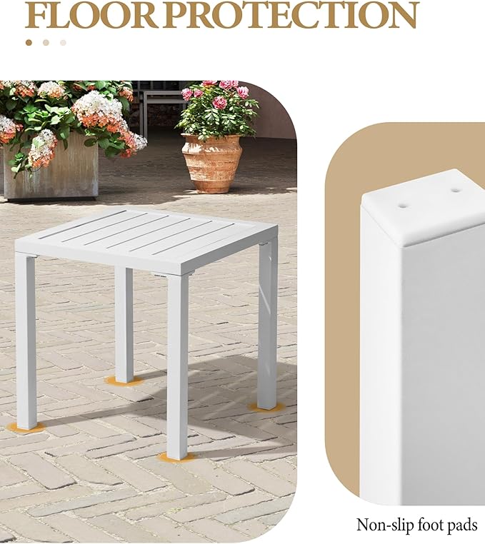 Crestlive Products Aluminum Outdoor Side Table Set of 2, Pool Lounge Chair Side Table - Photo 6
