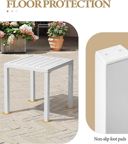Crestlive Products Aluminum Outdoor Side Table Set of 2, Pool Lounge Chair Side Table, Weather Resistant Small Square Coffee End Table for Patio, Yard, Garden, Porch, Deck, Outdoor