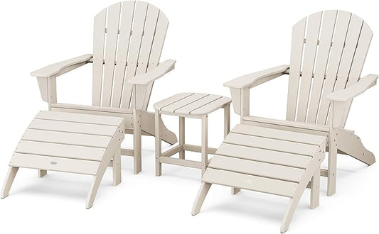 POLYWOOD South Beach 5-Piece Adirondack Chair Set with Side Table & Ottomans