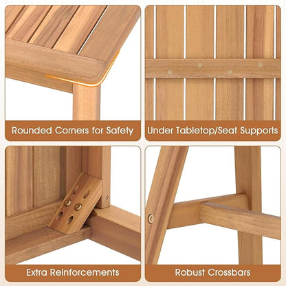 Tangkula Acacia Wood Outdoor Garden Bench, 2-Person Patio Backless Bench with Slatted Seat, 800 lbs Capacity, Outside Dining Bench for Front Porch, Balcony and Entryway (2,Natural)