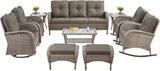 10-Piece Patio Furniture Set-Patio Rocking Chairs Set of 4 Outdoor Rattan Sofa Sets with Coffee Table Outdoor Patio - Photo 2