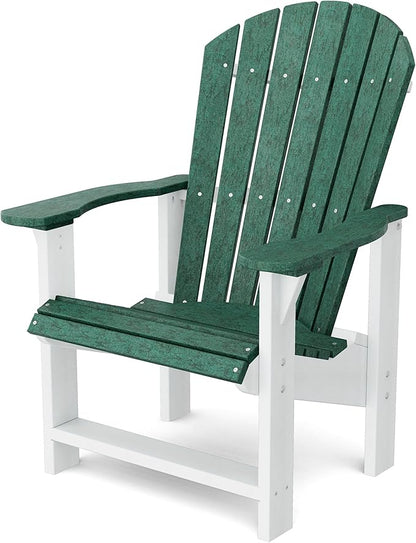 Wildridge Heritage Upright Adirondack Chair, Turf Green and White - Outdoor All-Weather Poly Furniture for Patio, Deck, Yard
