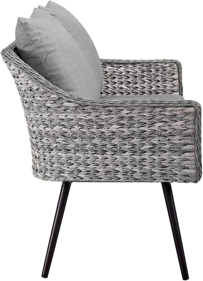Modway EEI-3174-GRY-GRY-SET Endeavor 2 Piece Outdoor Patio Wicker Rattan Sectional Sofa Set, Gray - Photo 6