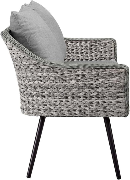 Modway EEI-3174-GRY-GRY-SET Endeavor 2 Piece Outdoor Patio Wicker Rattan Sectional Sofa Set, Gray
