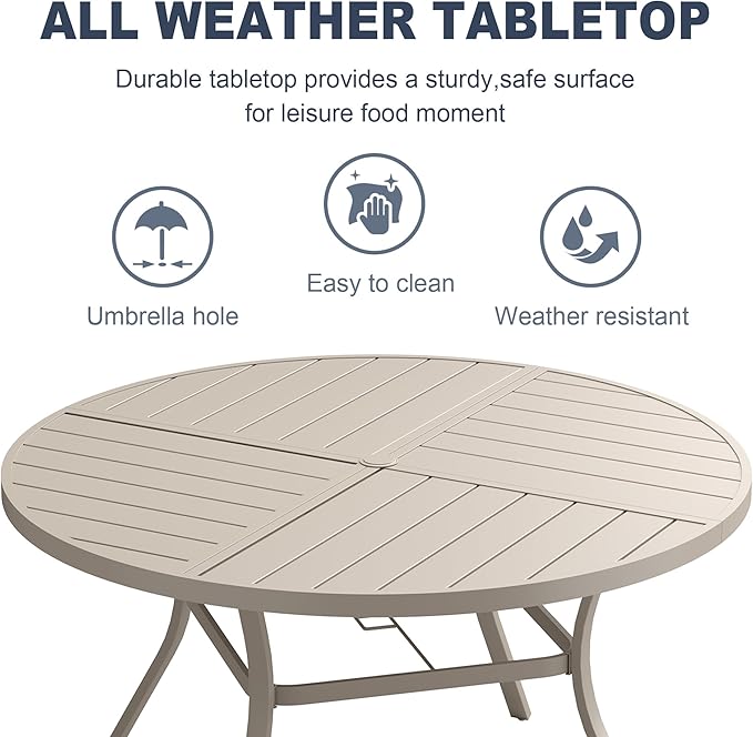 VICLLAX 53" Round Patio Dining Table for 6-8 - Photo 4