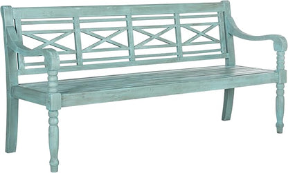 Safavieh Outdoor Collection Karoo Bench, Beach House Blue