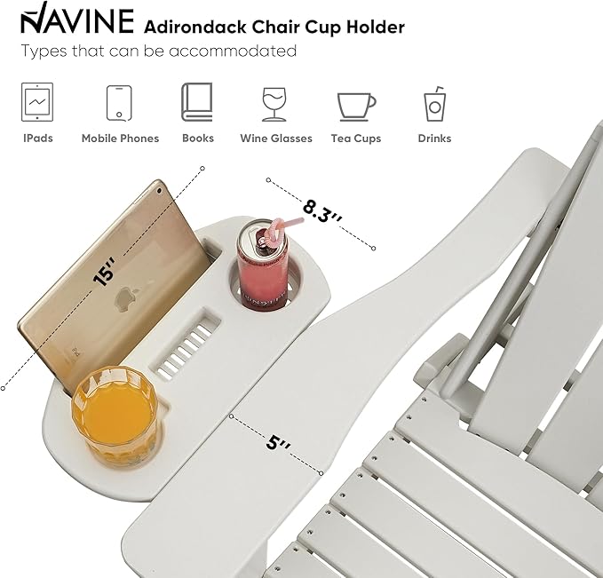 Adirondack Chair, HDPE Folding Adirondack Chair with Multifunctional Cup Holder - Photo 6