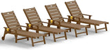 YEFU Lounge Chair Outdoor Set of 4: Outdoor Chaise Lounge with 5-Level Adjustable Backrest, Cup Holders & Wheels - Photo 1
