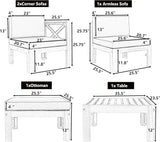 Outdoor Backyard Patio Wood 5-Piece Sectional Sofa Seating Group Set with Cushions, Natural Finish+ Beige Cushions - Photo 2