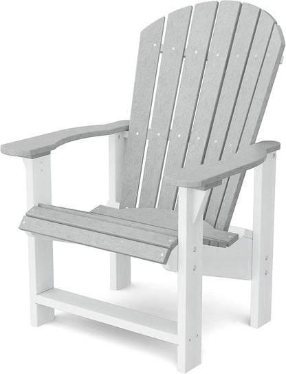 Wildridge Heritage Upright Adirondack Chair, Light Gray and White - Outdoor All-Weather Poly Furniture for Patio, Deck, Yard