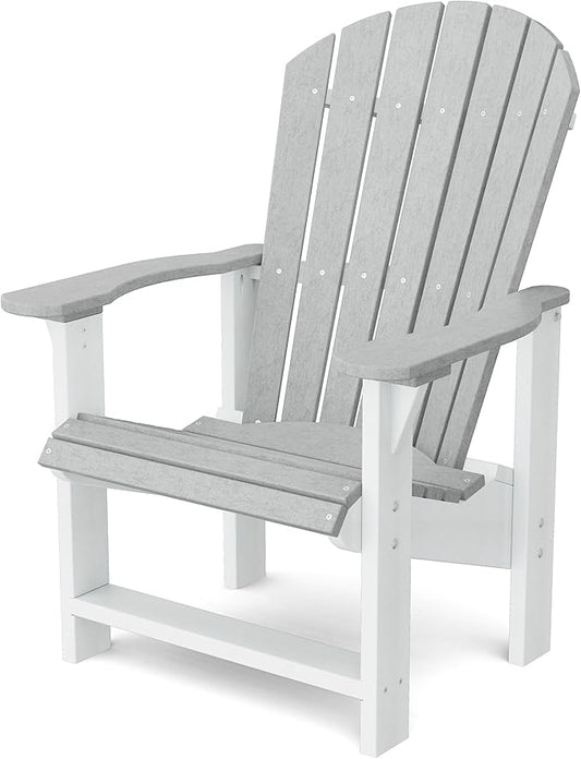 Wildridge Heritage Upright Adirondack Chair, Light Gray and White - Outdoor All-Weather Poly Furniture for Patio, Deck, Yard
