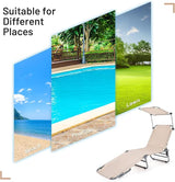Giantex Outdoor Folding Chaise Lounge, Portable Tanning Chair with 5 Adjustable Positions, 360°Rotatable Canopy Shade - Photo 10